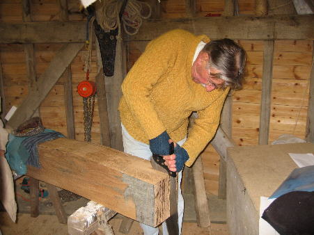 Don cutting a tenon on a new runner stone lever