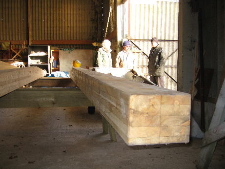 End view of one of the whips, 29 feet long, showing the laminations