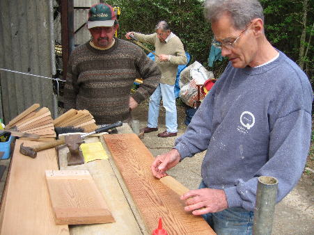 Mick gluing fillets to shutters