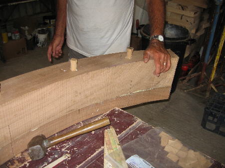 Lengths of elm were cut to fit the diameter of the brakewheel
