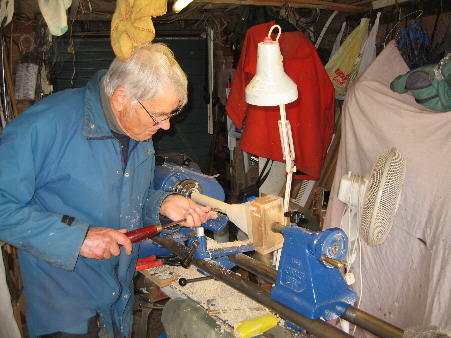 Gerry turning down one of the teeth on his lathe. He did half of them and Danny did the others.