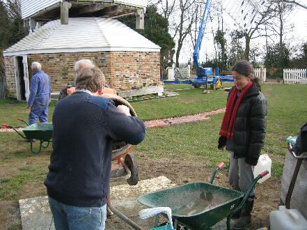 Laying the brick path