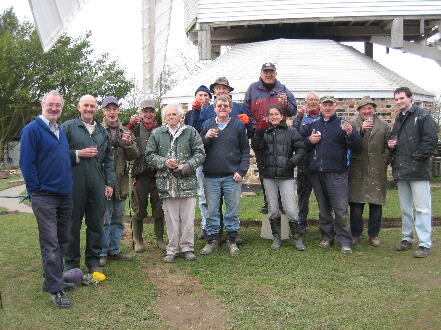 Celebrating the first time the sweeps had turned under wind power