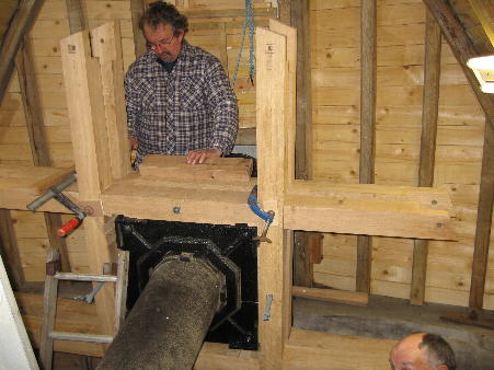 Clasp arms being fitted to windshaft