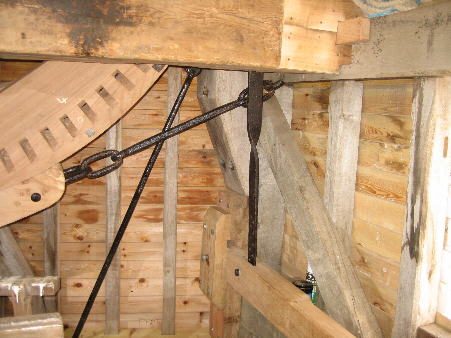 Brake shoe and lever in position