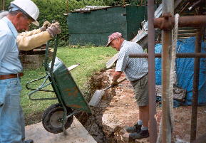 Roy pouring the foundations