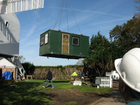 Portacabin being lowered into its new position